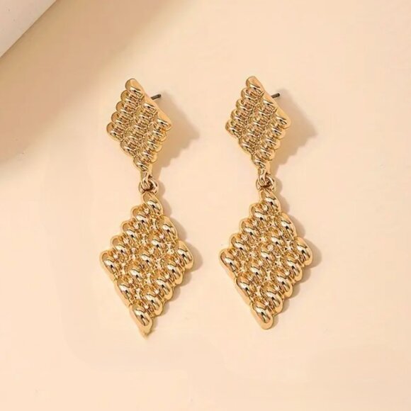 14K Gold Womens Rippled Hanging Drop Earrings Ladies 14 Karat Silver New Jewelry - Picture 4 of 5